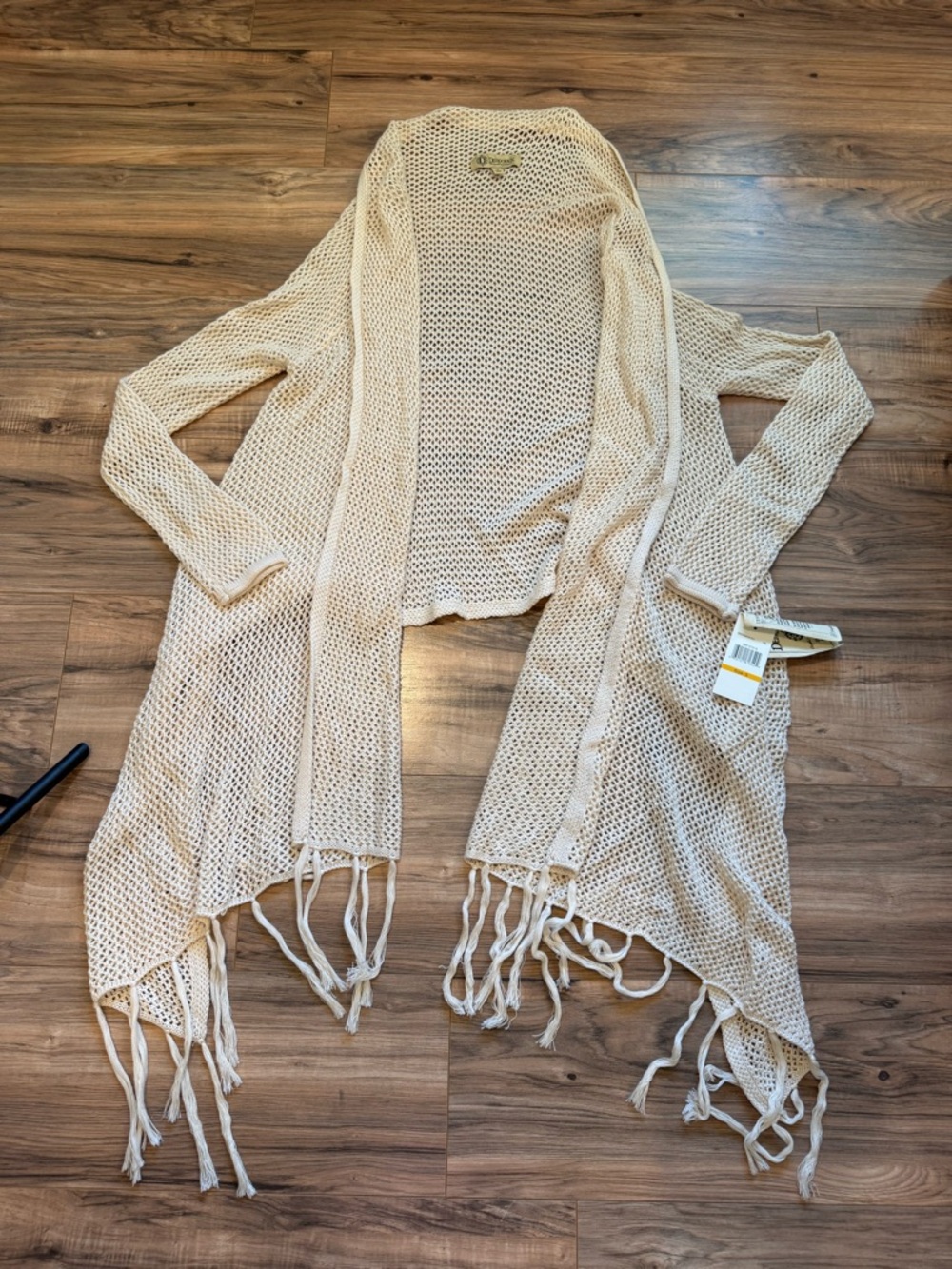 Democracy Cream Open-Knit Fringe Duster Cardigan